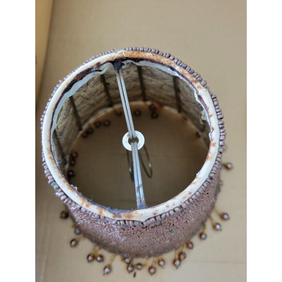 Underwriter Laboratories Portable Bronze Desk Swing Arm Lamp Beaded Shade - Picture 8 of 8